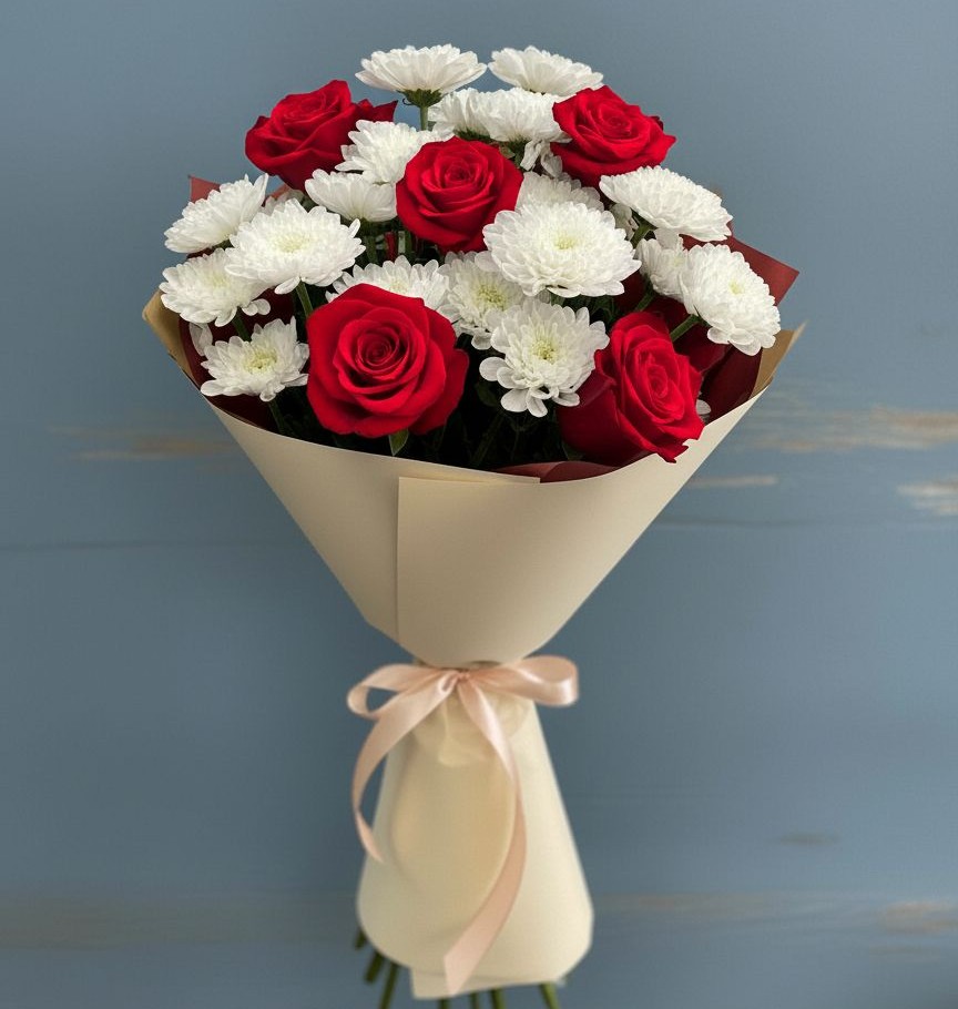 Букет цветов из: Розы и Хризантемы в Подлужном