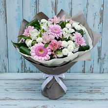 Букет цветов из:  Герберы, Альстромерии и Хризантемы в Подлужном