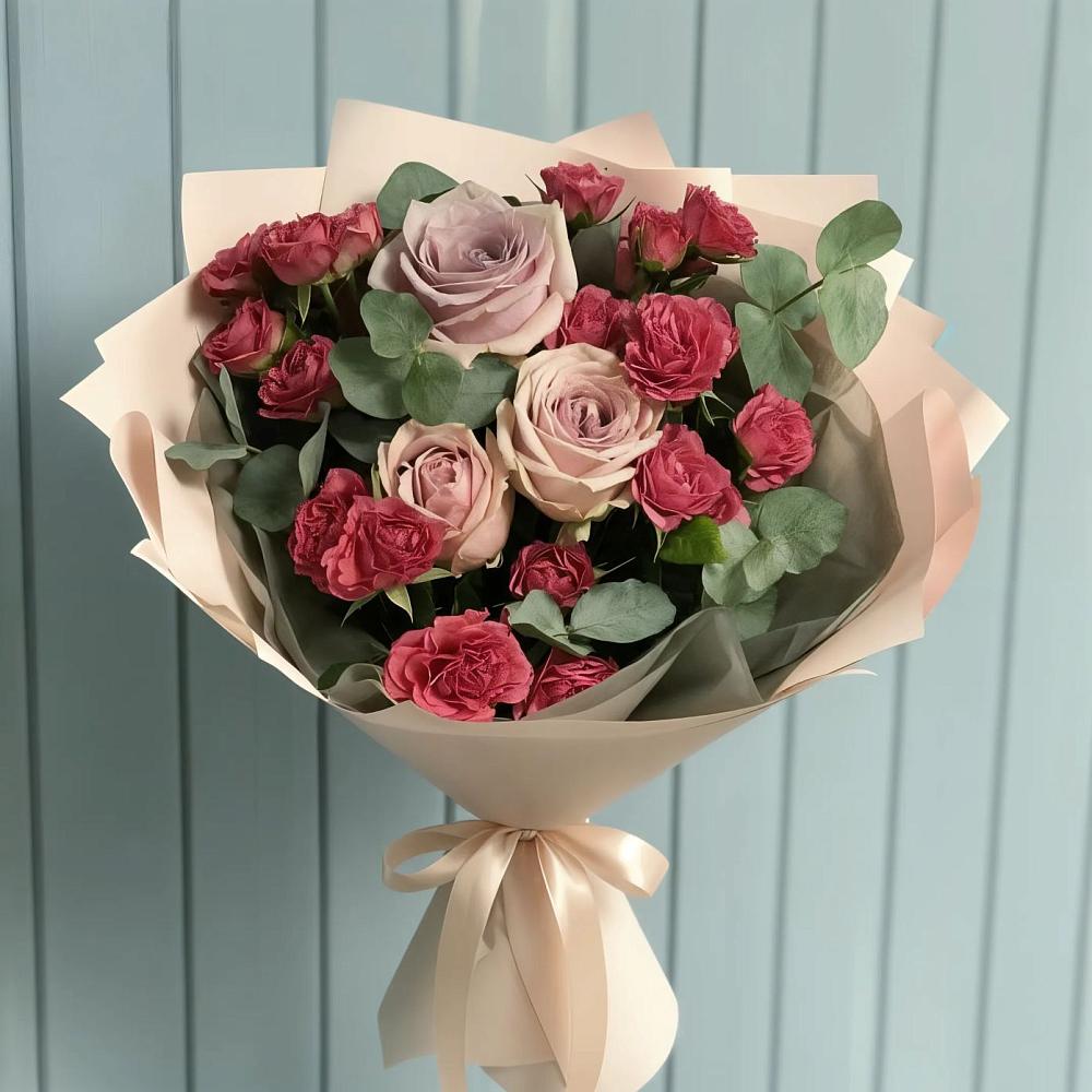 Букет цветов из: Гвоздики и Розы в Подлужном
