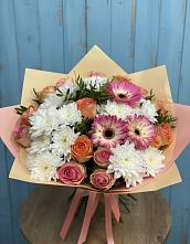 Букет цветов из:  Розы, Герберы и Хризантемы #REPLACE_PRED# Подлужном