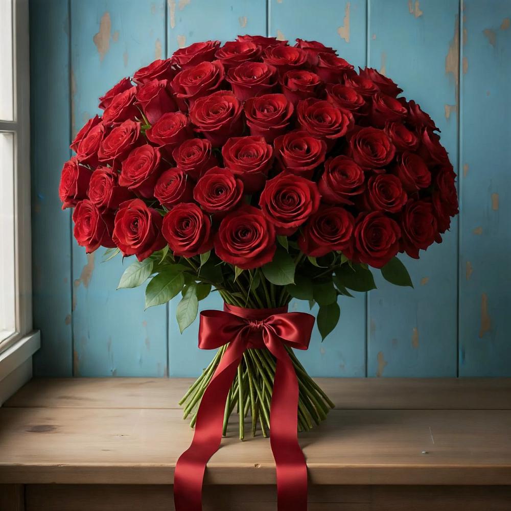 Букет Красные розы Блэк Меджик в Подлужном