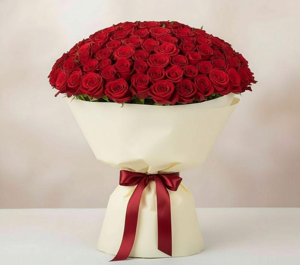 Букет 101 Красная роза Милано в Подлужном