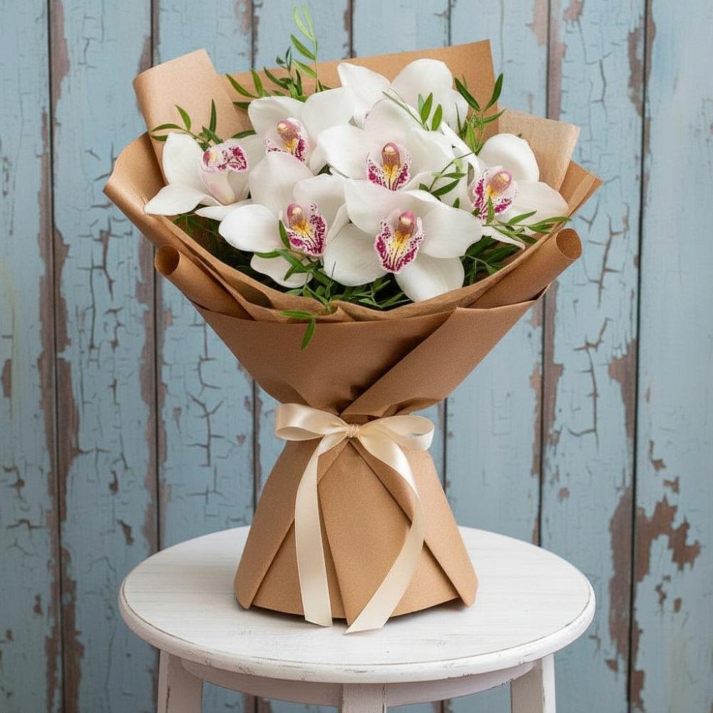Букет цветов из: Орхидеи и Розы в Подлужном