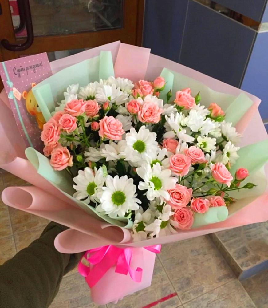 Букет цветов из: Розы и Хризантемы в Подлужном