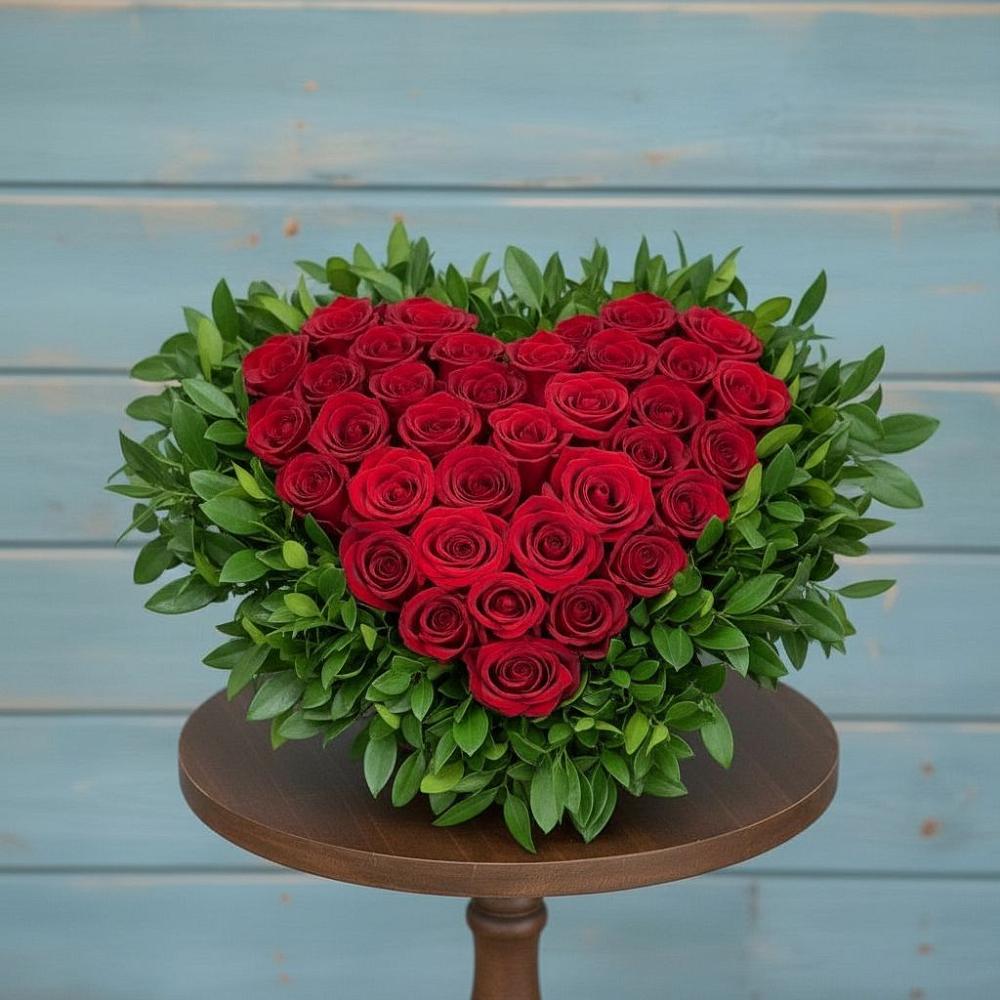 Цветочная композиция из Розы в виде сердца в Подлужном