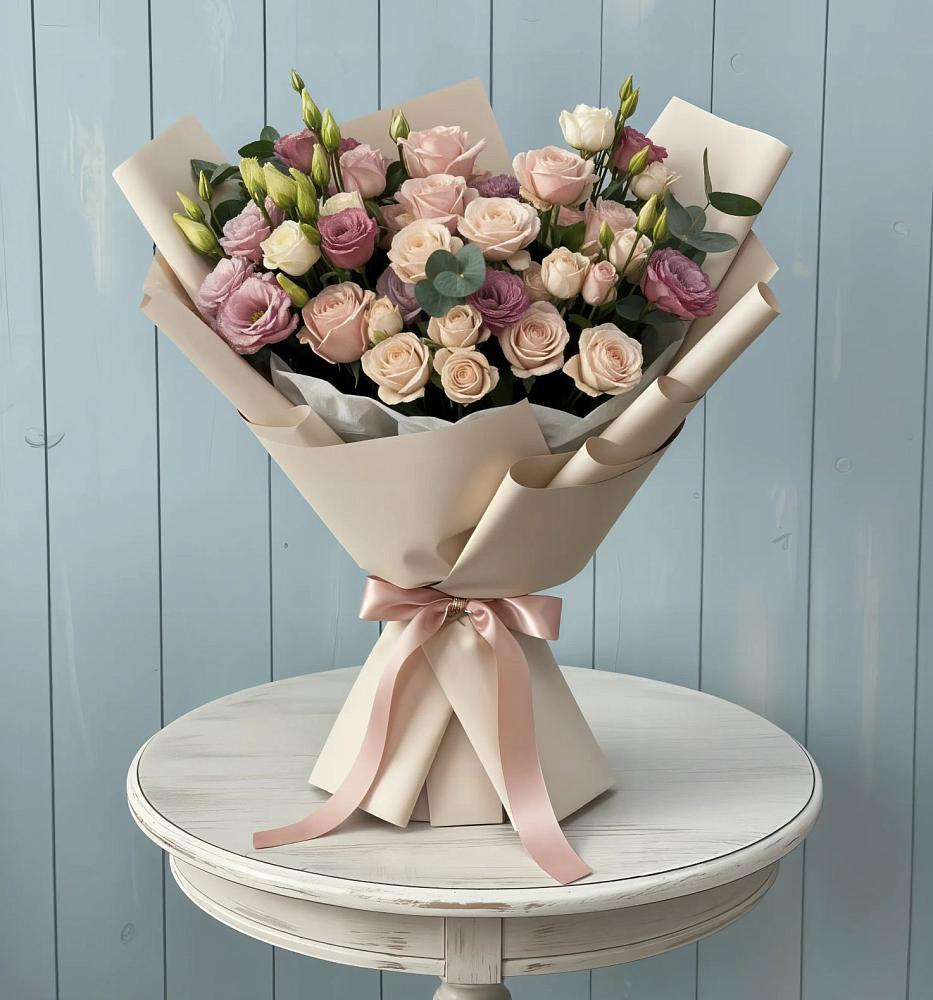 Букет цветов из: Розы и Лизиантусы в Подлужном