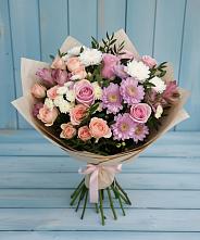 Букет цветов из:  Хризантемы, Розы и Альстромерии #REPLACE_PRED# Подлужном