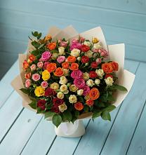 Букет Микс из разноцветных кустовых роз #REPLACE_PRED# Подлужном
